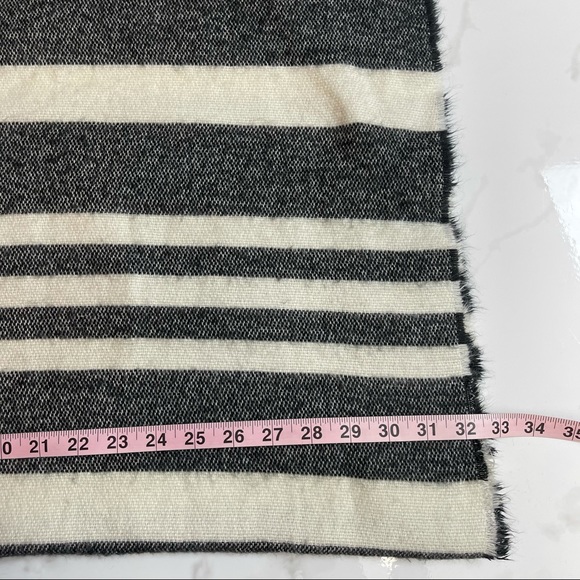 THEE ZARA BLANKET Soft Black & Ivory White Striped Scarf - Picture 7 of 8